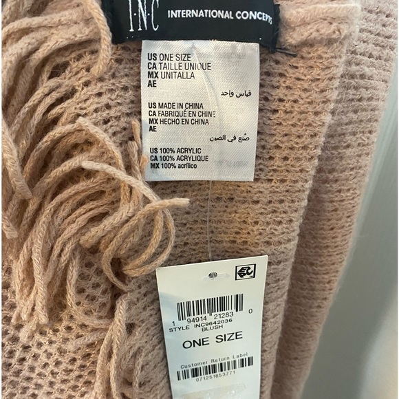 NWT Pink Fringed Infinity Scarf by INC - Picture 5 of 5
